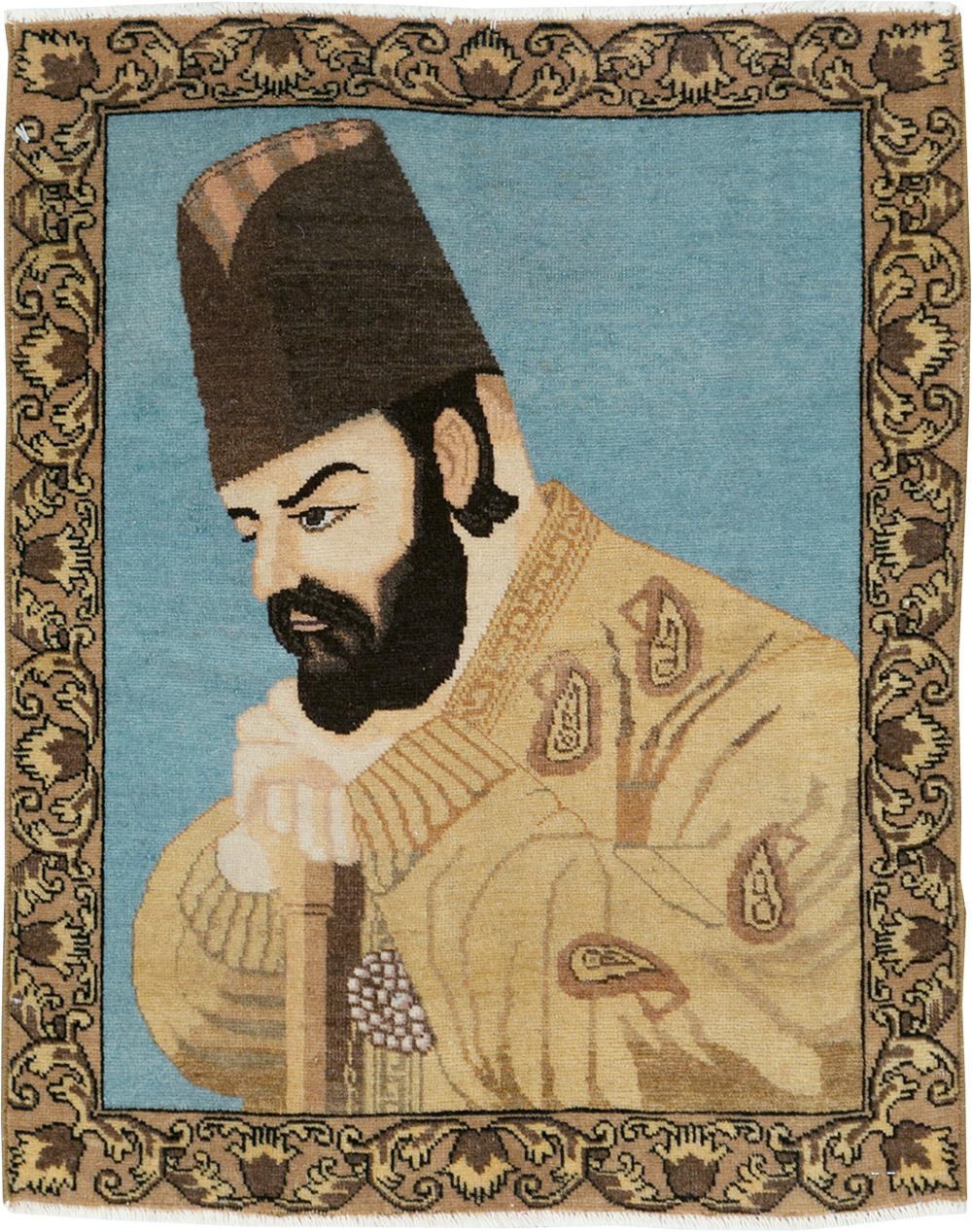 Vintage Persian Tabriz Pictorial Rug, No.28102 - Gsblank