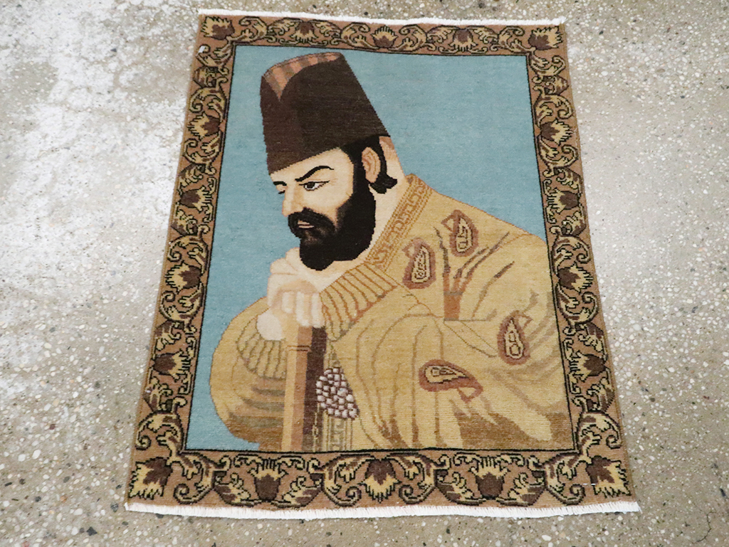 Vintage Persian Tabriz Pictorial Rug, No.28102 - Gsblank