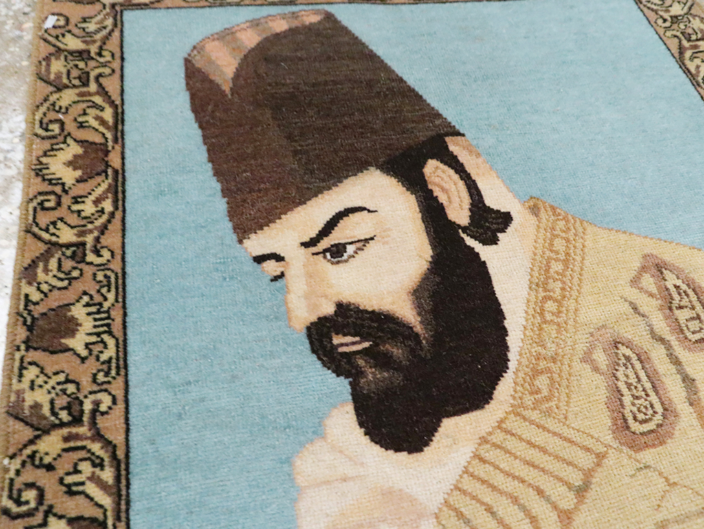 Vintage Persian Tabriz Pictorial Rug, No.28102 - Gsblank