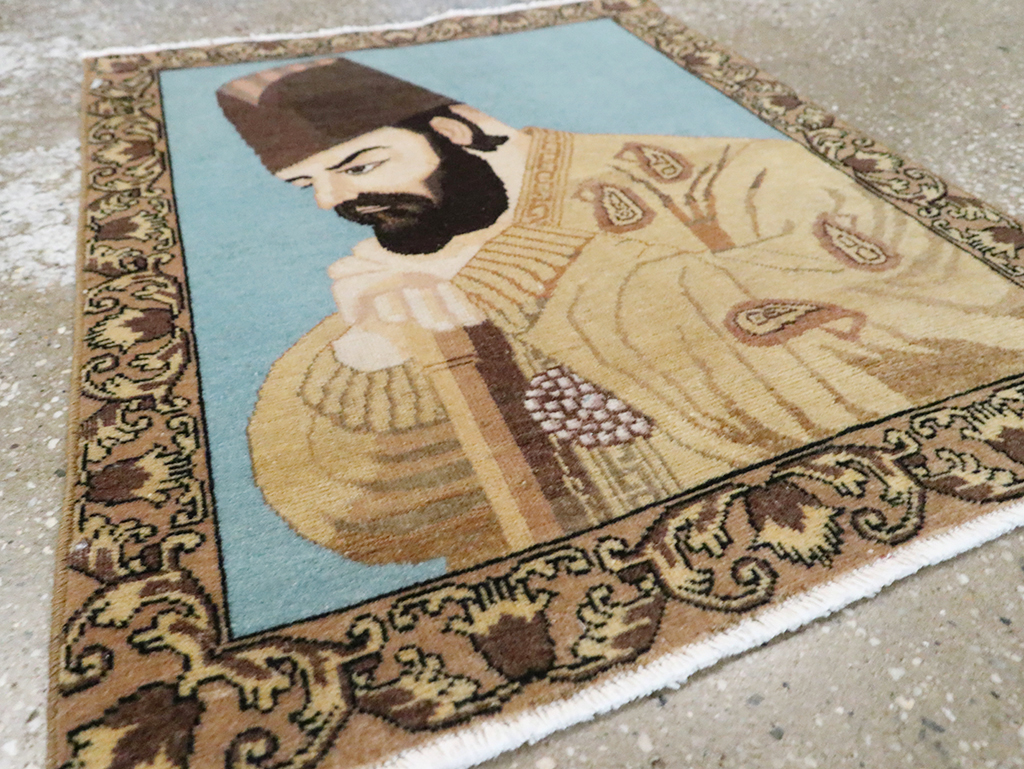 Vintage Persian Tabriz Pictorial Rug, No.28102 - Gsblank