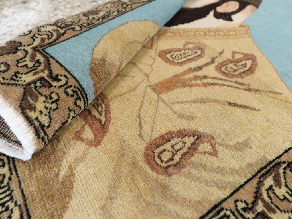 Vintage Persian Tabriz Pictorial Rug, No.28102 - Gsblank