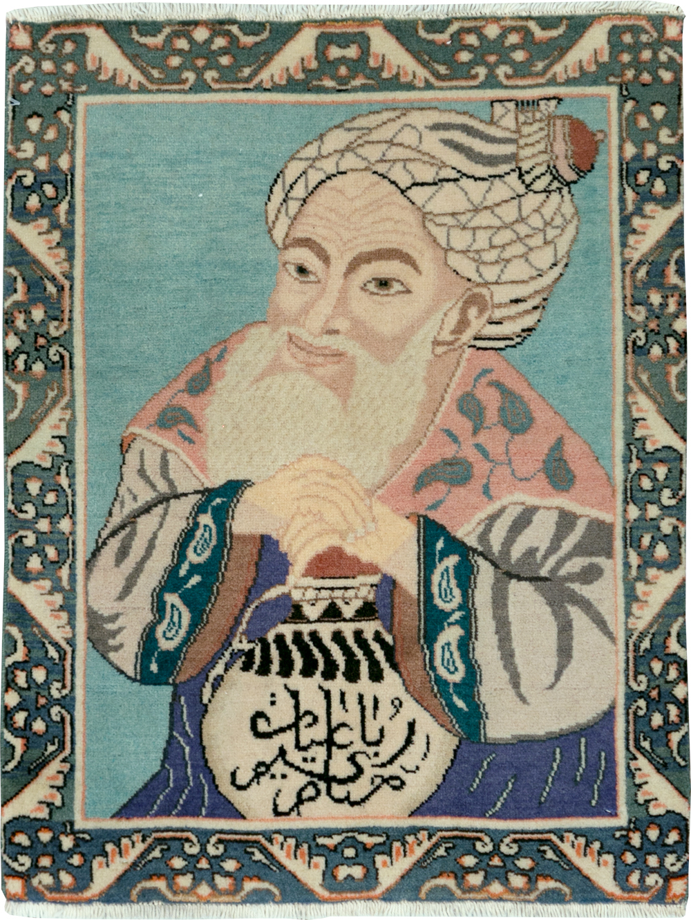 Vintage Persian Tabriz Pictorial Rug, No.28103 - Gsblank