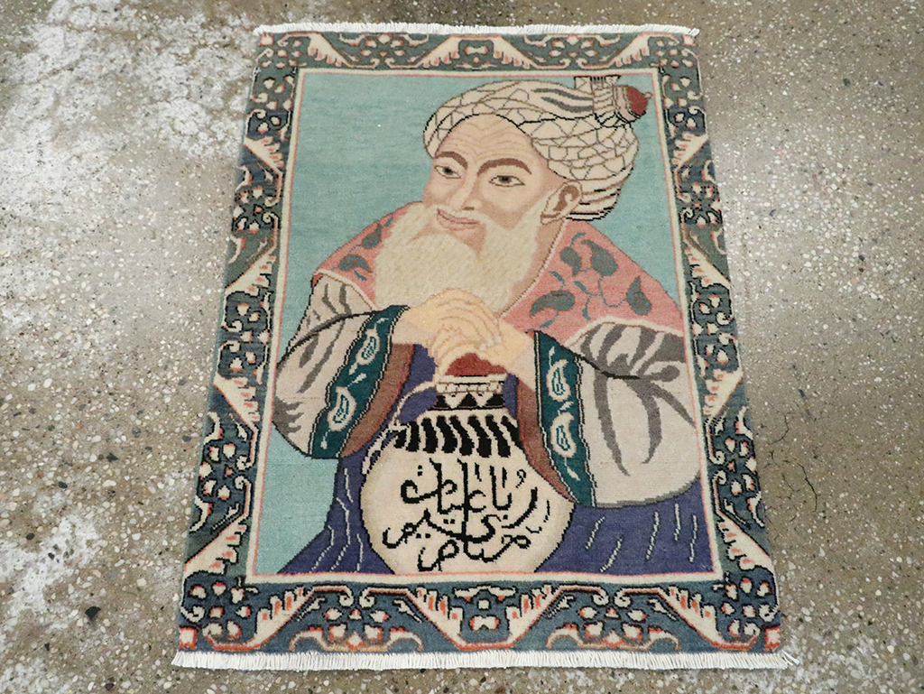 Vintage Persian Tabriz Pictorial Rug, No.28103 - Gsblank