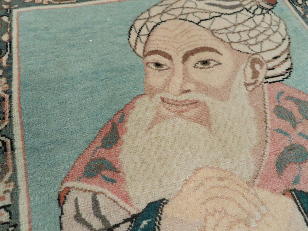 Vintage Persian Tabriz Pictorial Rug, No.28103 - Gsblank