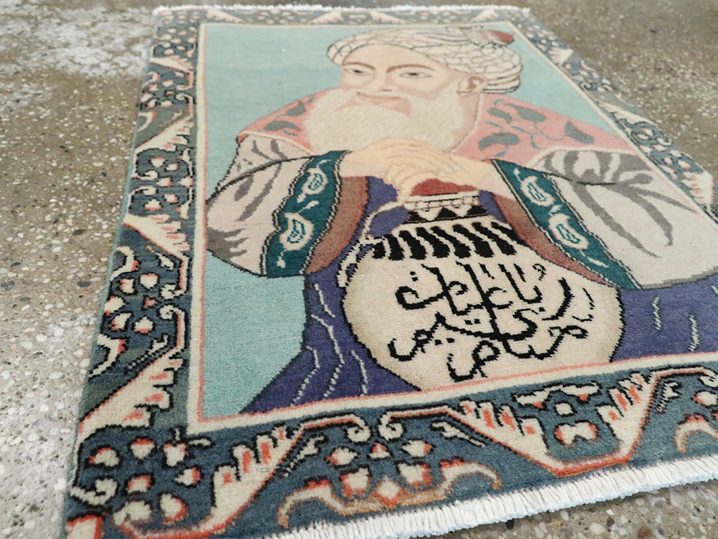 Vintage Persian Tabriz Pictorial Rug, No.28103 - Gsblank