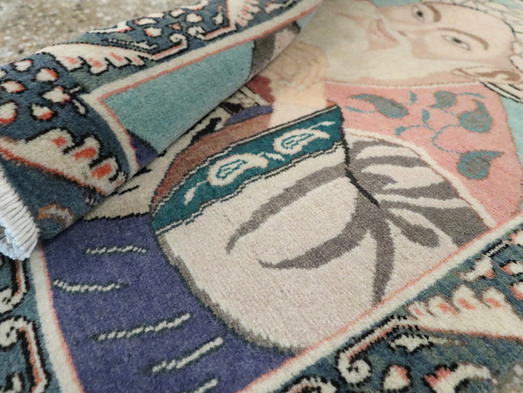 Vintage Persian Tabriz Pictorial Rug, No.28103 - Gsblank