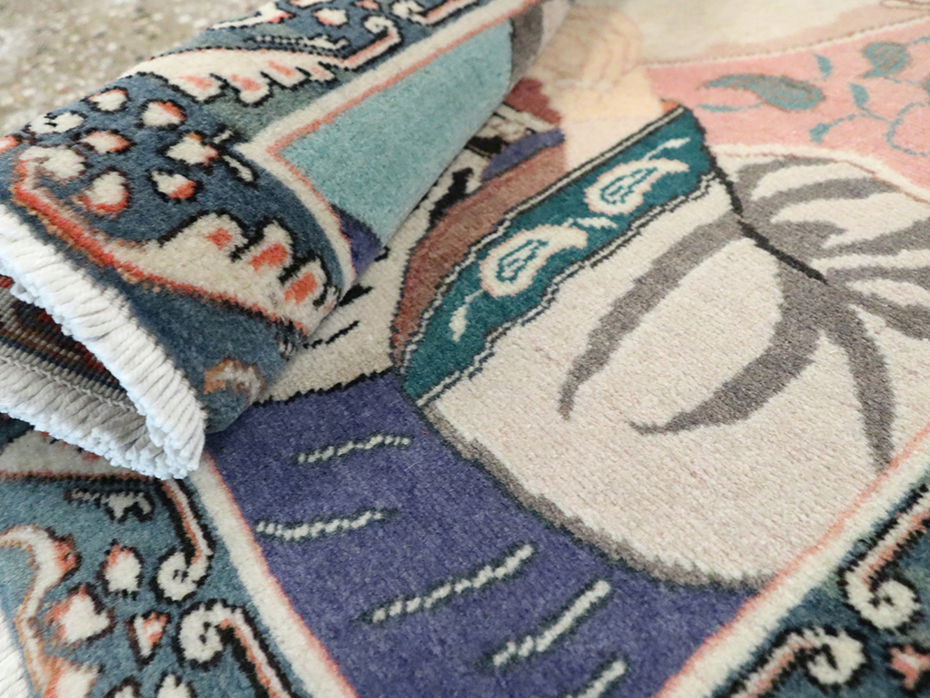 Vintage Persian Tabriz Pictorial Rug, No.28103 - Gsblank