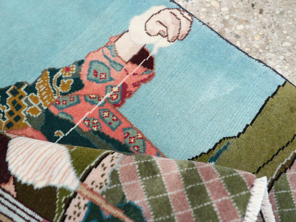 Vintage Persian Tabriz Pictorial Rug, No.28104 - Gsblank