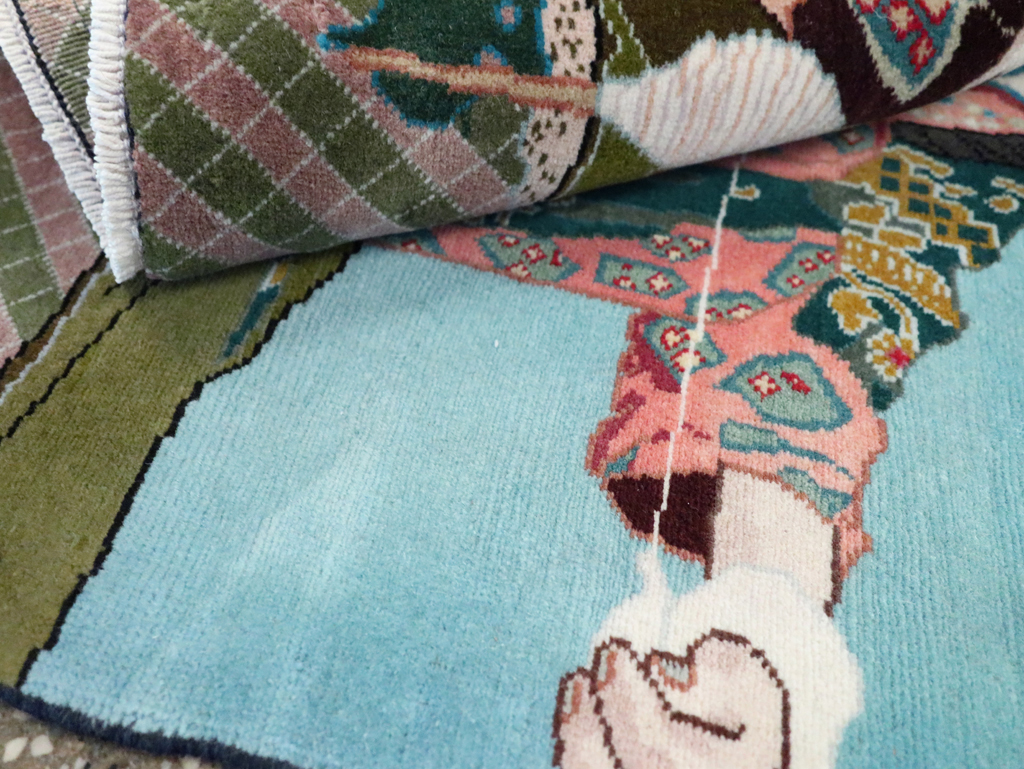 Vintage Persian Tabriz Pictorial Rug, No.28104 - Gsblank