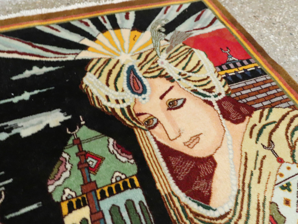 Vintage Persian Tabriz Pictorial Rug, No.28105 - Gsblank