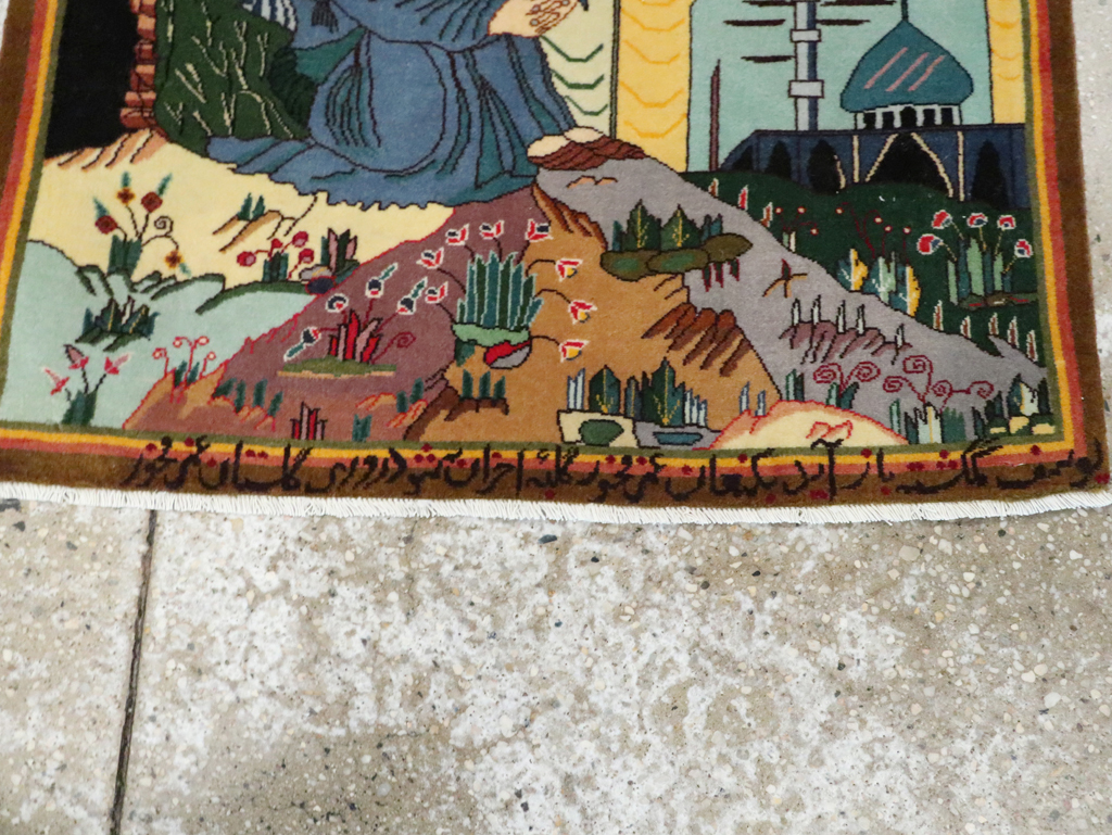 Vintage Persian Tabriz Pictorial Rug, No.28105 - Gsblank