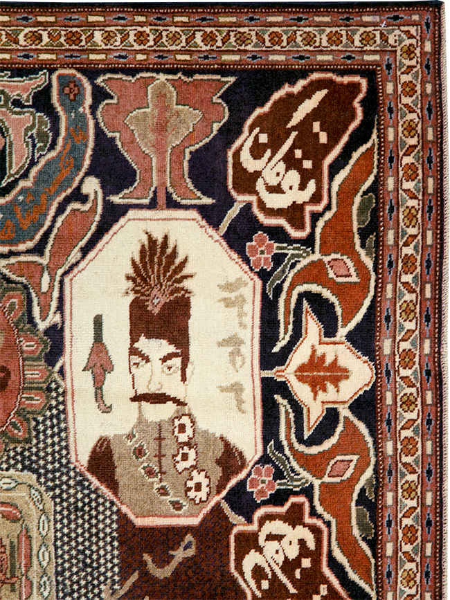 Vintage Persian Tabriz Pictorial Rug, No.28106 - Gsblank