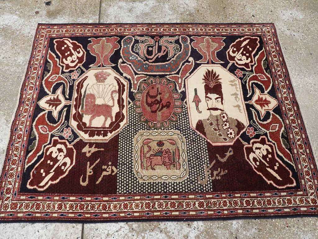 Vintage Persian Tabriz Pictorial Rug, No.28106 - Gsblank