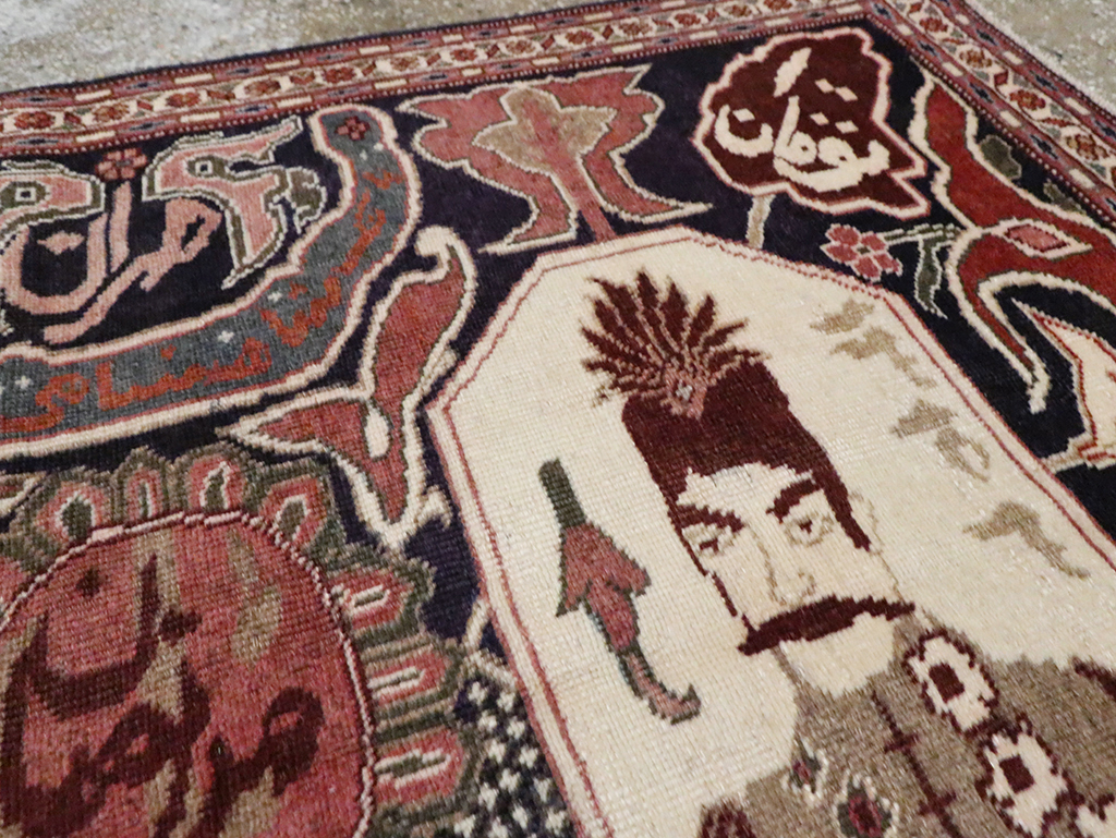 Vintage Persian Tabriz Pictorial Rug, No.28106 - Gsblank