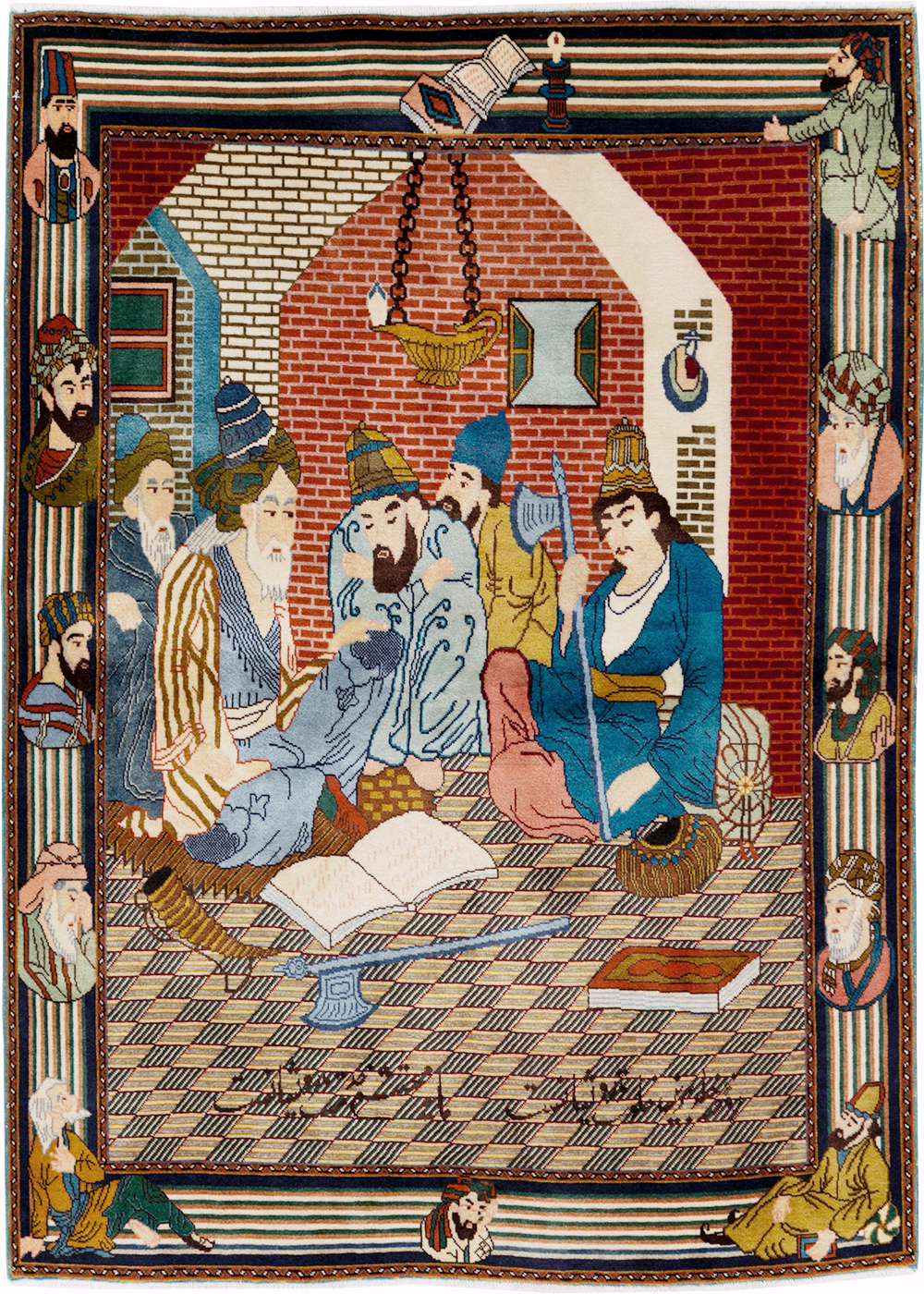 Vintage Persian Tabriz Pictorial Rug, No.28107 - Gsblank