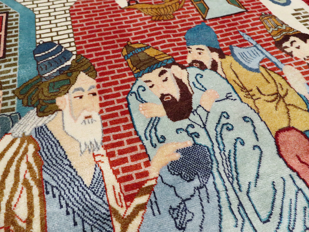 Vintage Persian Tabriz Pictorial Rug, No.28107 - Gsblank