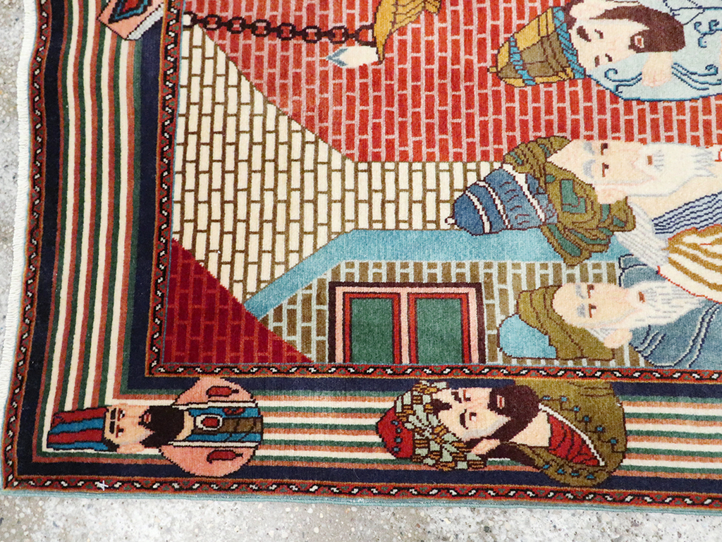 Vintage Persian Tabriz Pictorial Rug, No.28107 - Gsblank