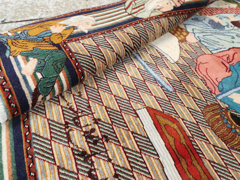 Vintage Persian Tabriz Pictorial Rug, No.28107 - Gsblank