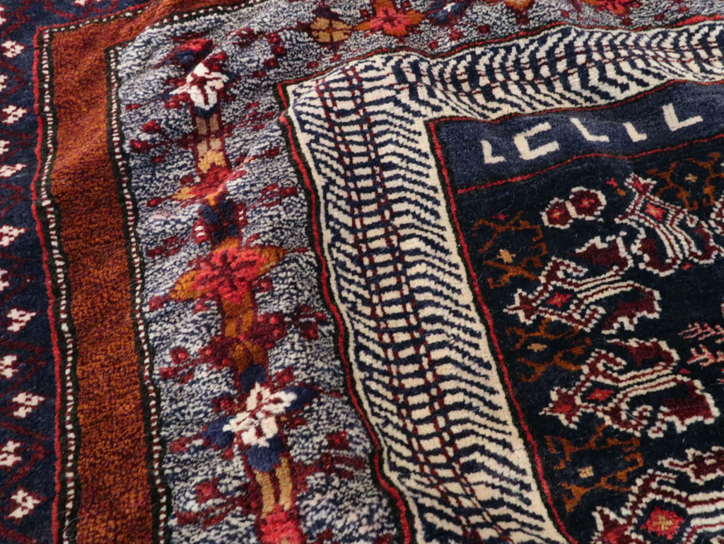 Vintage Persian Baluch Pictorial Square Rug, No.28120 - Gsblank