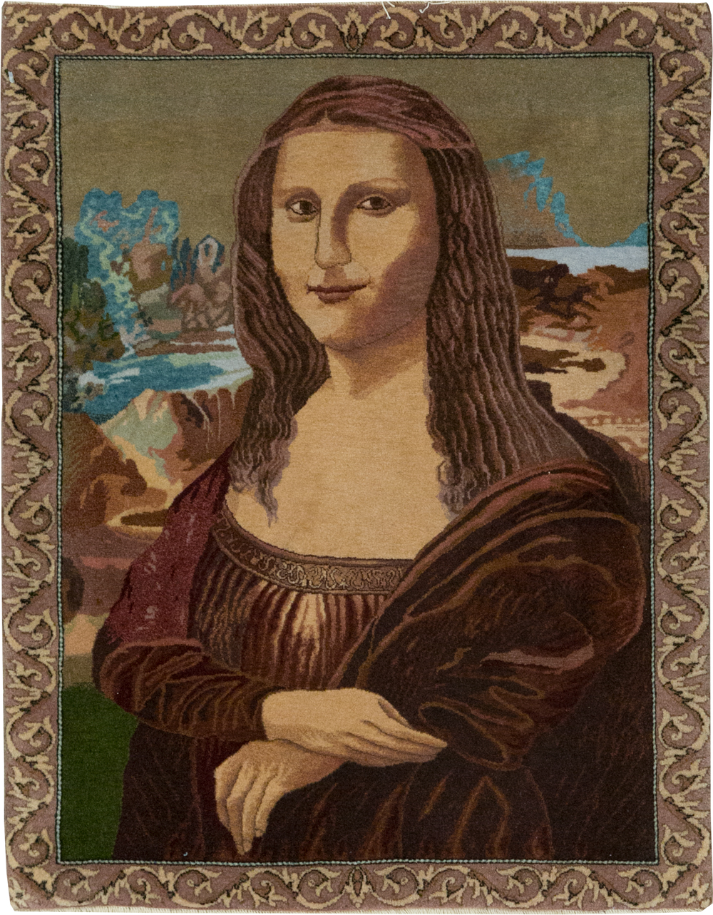 Vintage Persian Tabriz Pictorial Rug, No.28131 - Gsblank