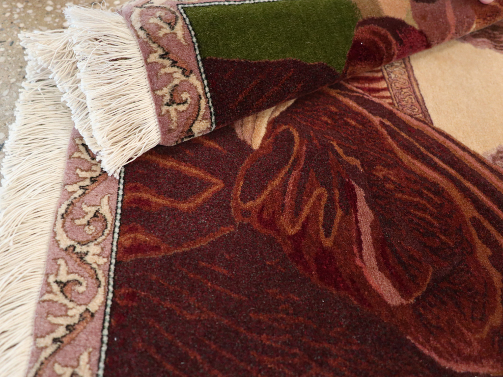 Vintage Persian Tabriz Pictorial Rug, No.28131 - Gsblank