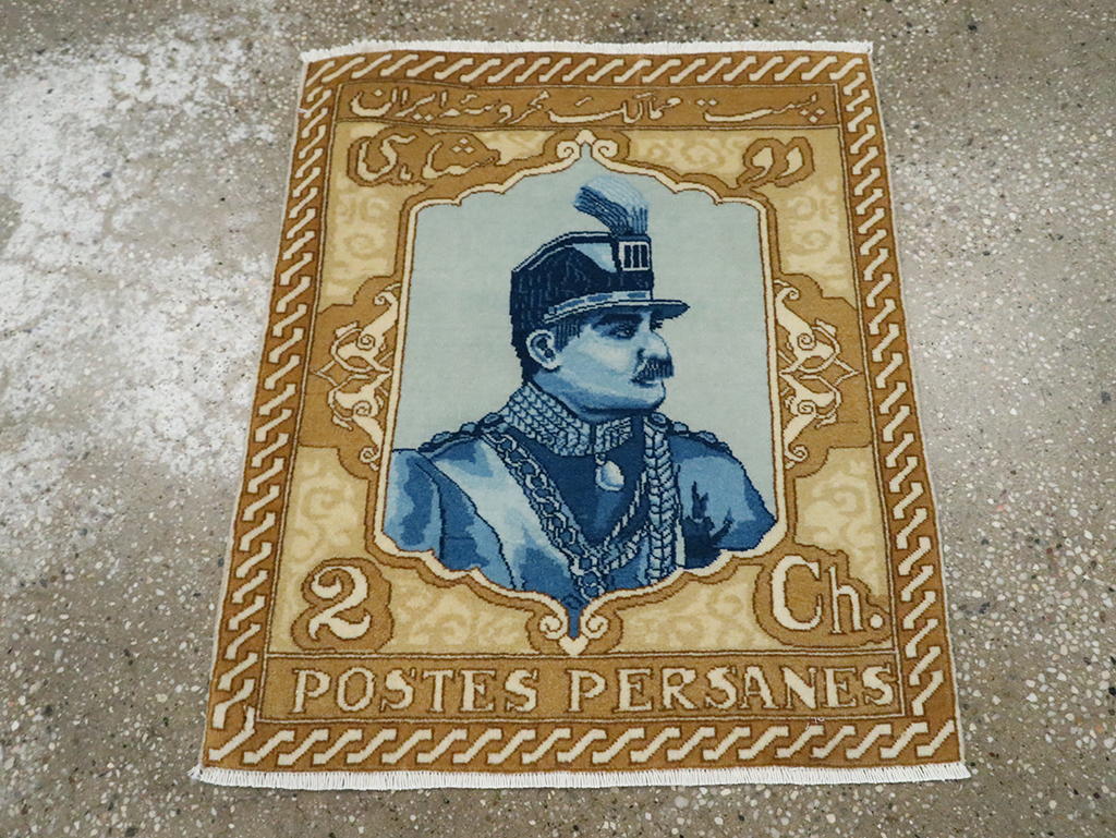 Vintage Persian Tabriz Pictorial Rug, No.28137 - Gsblank