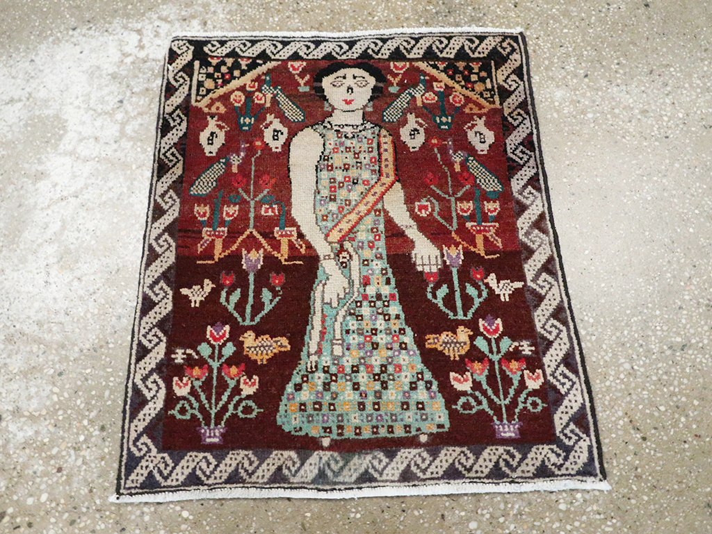 Vintage Persian Hamadan Pictorial Rug, No.28161 - Gsblank