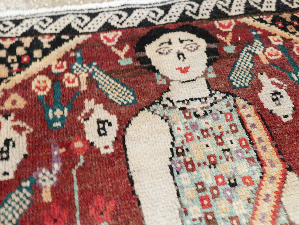 Vintage Persian Hamadan Pictorial Rug, No.28161 - Gsblank