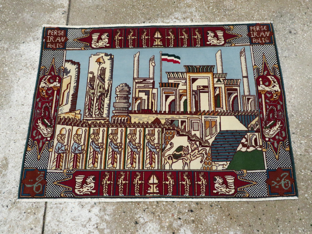 Vintage Persian Tabriz Pictorial Rug (Pair: 1 of 2), No.28163 - Gsblank