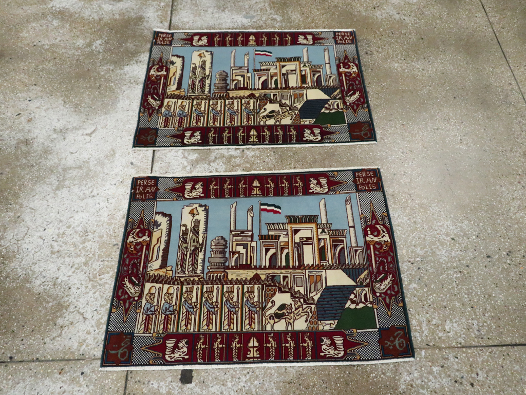 Vintage Persian Tabriz Pictorial Rug (Pair: 1 of 2), No.28163 - Gsblank