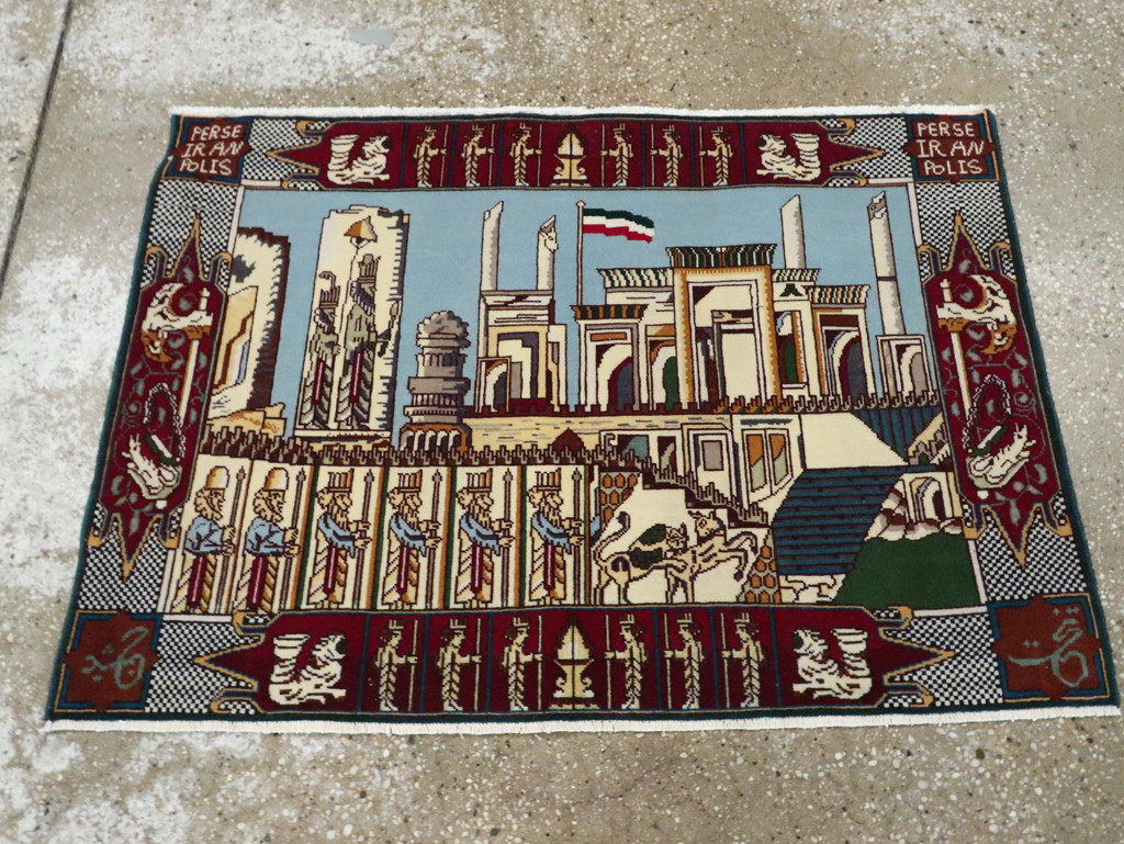 Vintage Persian Tabriz Pictorial Rug (Pair: 2 of 2), No.28164 - Gsblank