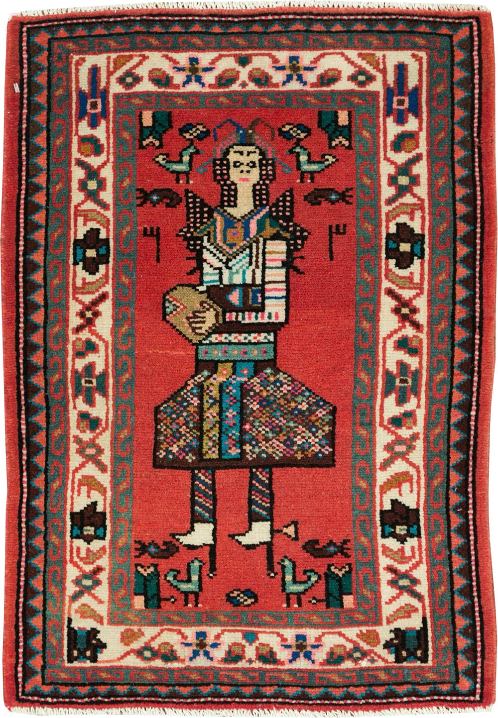 Vintage Persian Mahal Pictorial Rug (Pair: 1 of 2), No.28165 - Gsblank