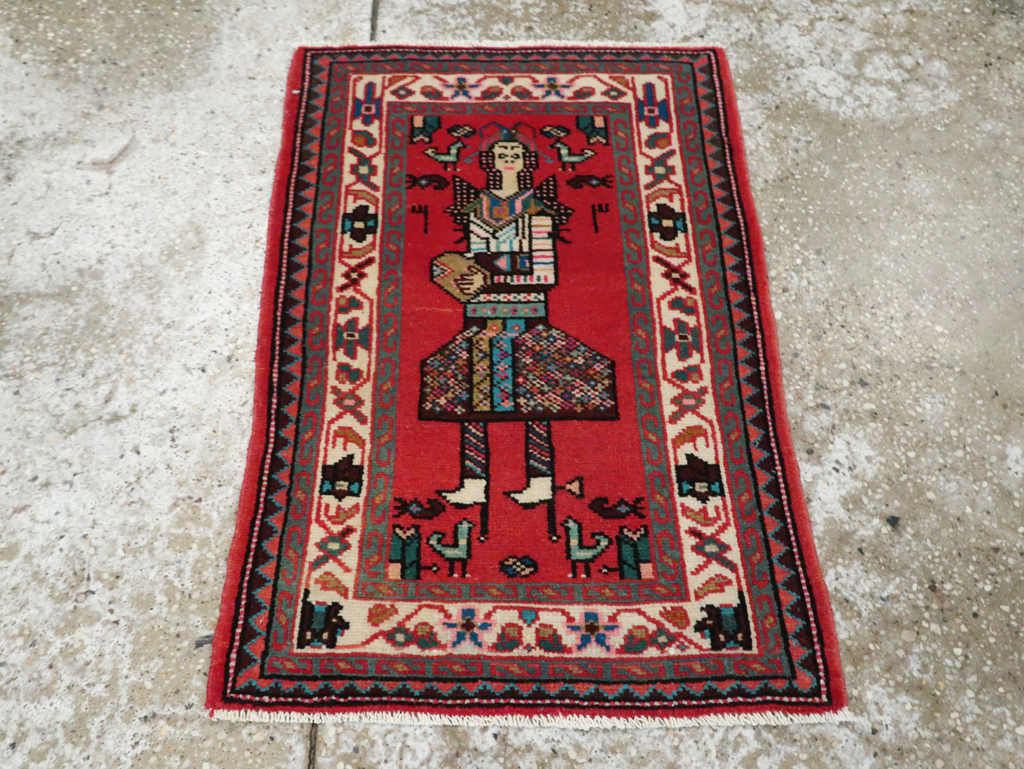 Vintage Persian Mahal Pictorial Rug (Pair: 1 of 2), No.28165 - Gsblank