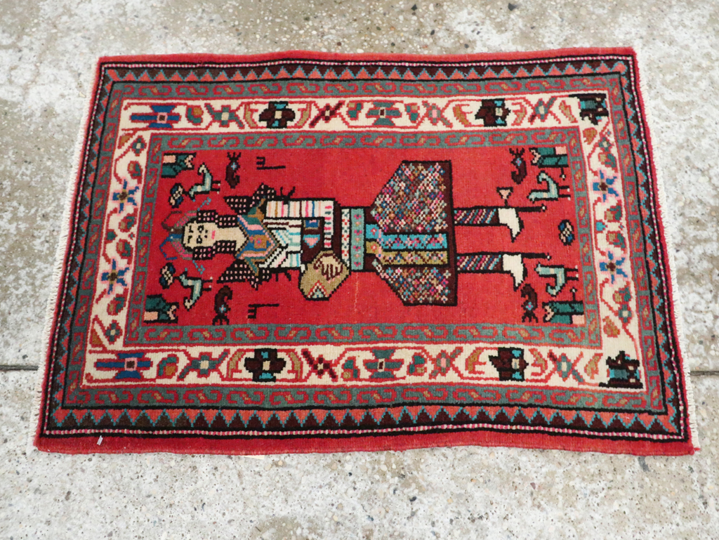Vintage Persian Mahal Pictorial Rug (Pair: 1 of 2), No.28165 - Gsblank