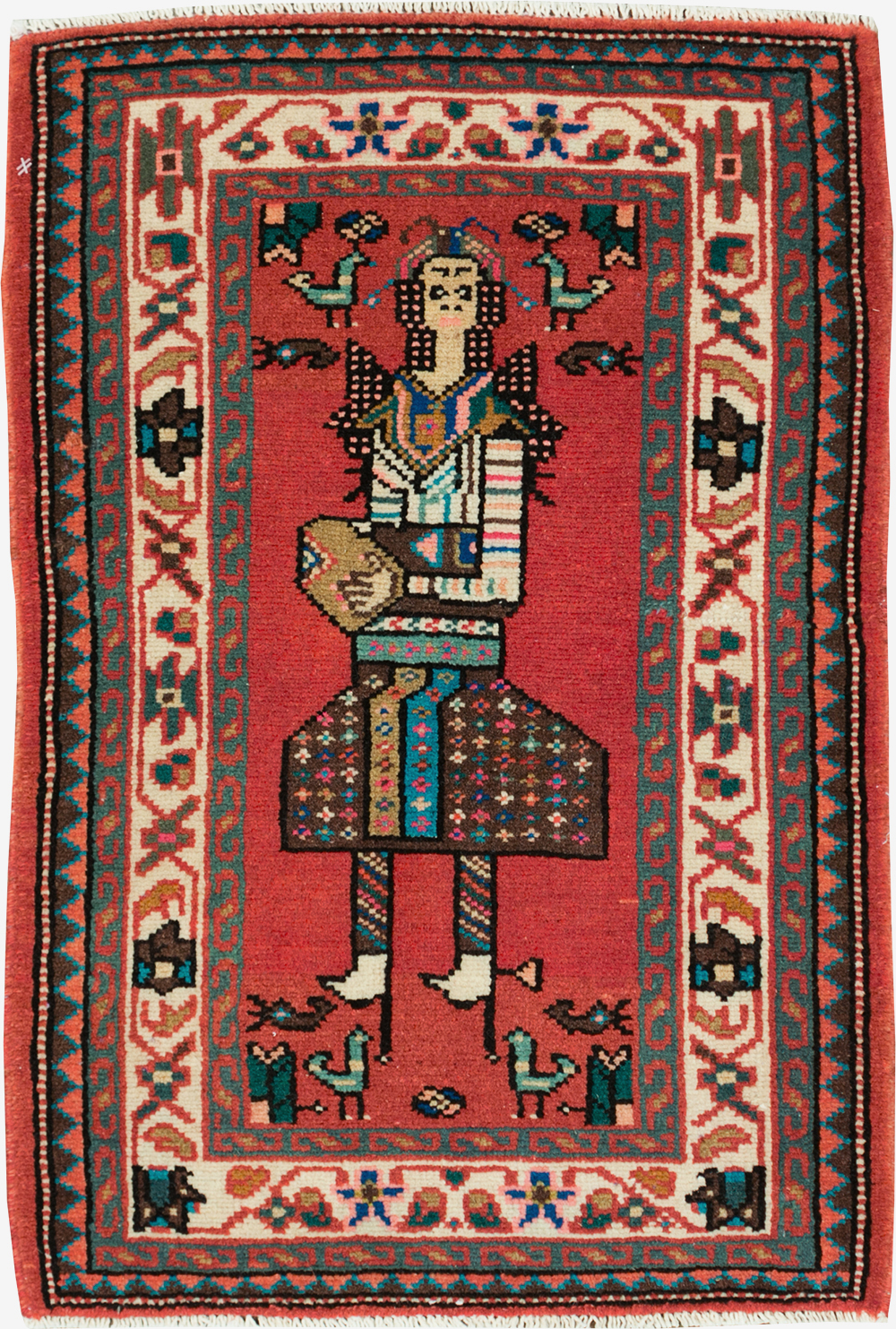 Vintage Persian Mahal Pictorial Rug (Pair: 2 of 2), No.28166 - Gsblank