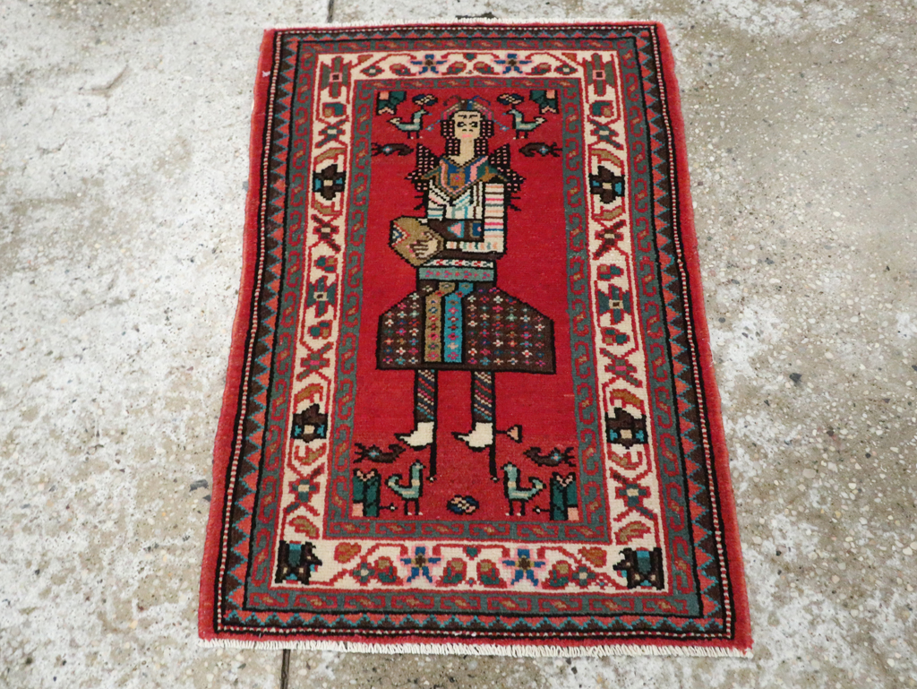 Vintage Persian Mahal Pictorial Rug (Pair: 2 of 2), No.28166 - Gsblank