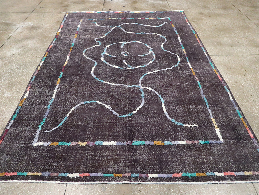 Modern Turkish Anatolian Distressed Room Size Carpet, No.28167 - Gsblank