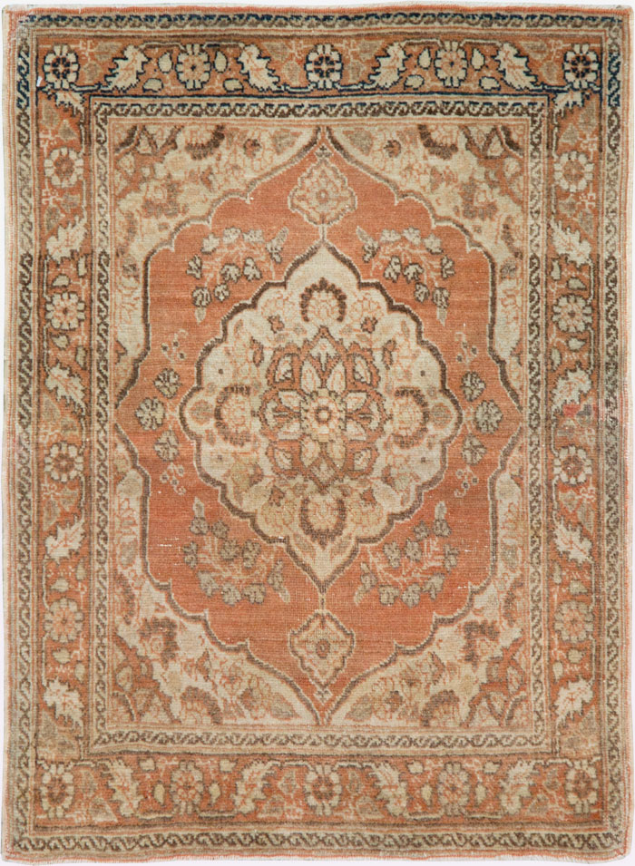 Vintage Persian Tabriz Throw Rug, No.28172 - Gsblank