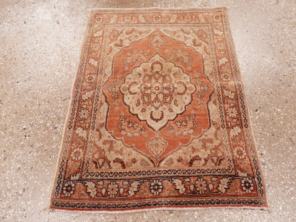 Vintage Persian Tabriz Throw Rug, No.28172 - Gsblank