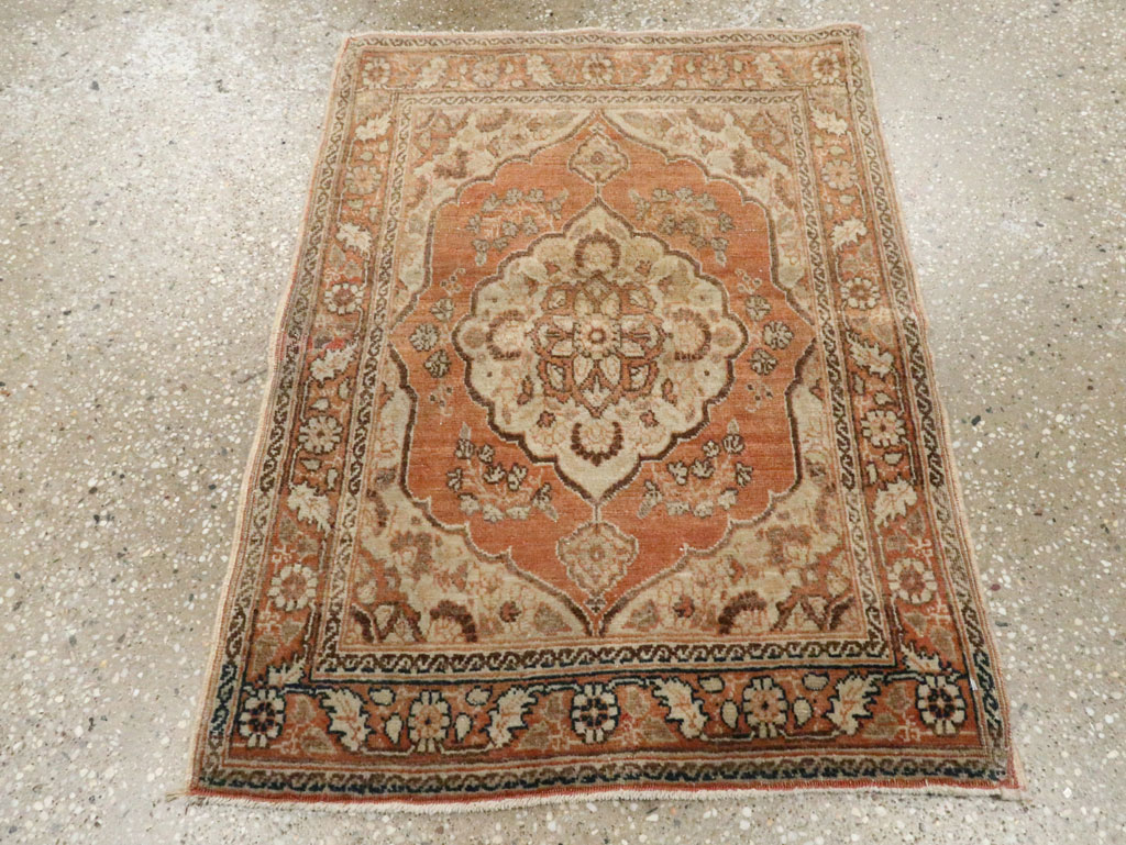 Vintage Persian Tabriz Throw Rug, No.28172 - Gsblank