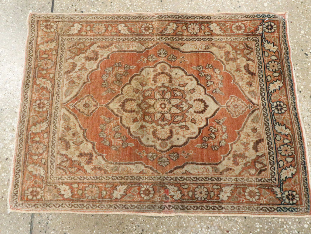 Vintage Persian Tabriz Throw Rug, No.28172 - Gsblank