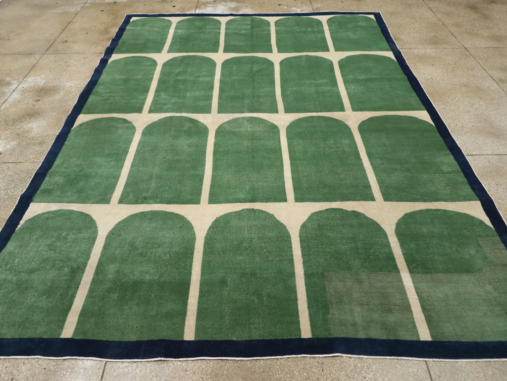 Vintage Turkish Art Deco Style Room Size Carpet, No.28191 - Gsblank