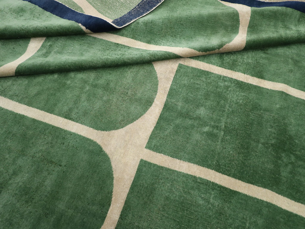 Vintage Turkish Art Deco Style Room Size Carpet, No.28191 - Gsblank