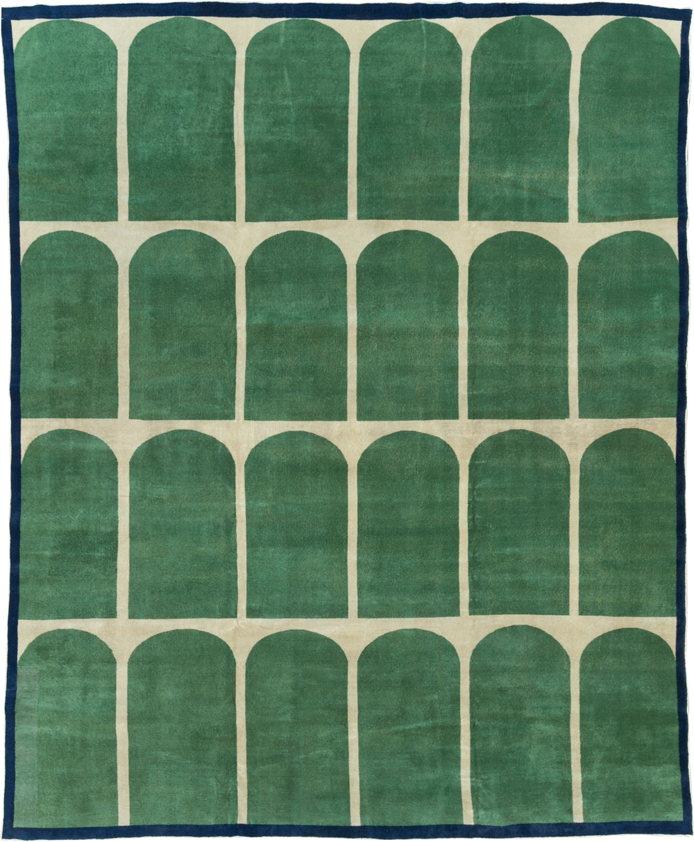 Vintage Turkish Anatolian Art Deco Style Room Size Carpet, No.28192 - Gsblank