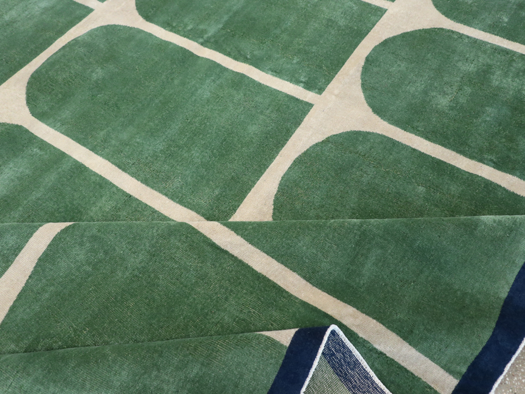 Vintage Turkish Anatolian Art Deco Style Room Size Carpet, No.28192 - Gsblank