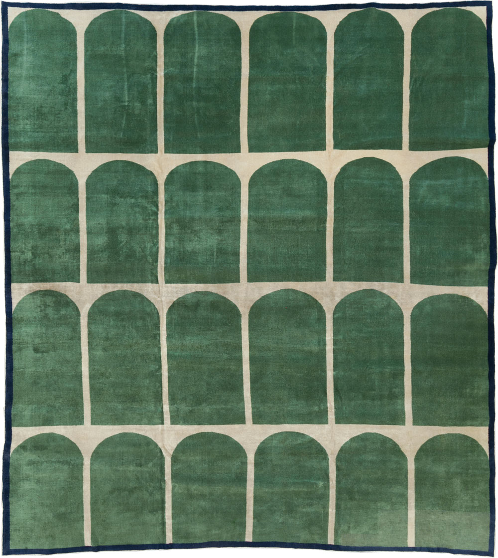 Vintage Turkish Anatolian Art Deco Style Square Room Size Carpet, No.28193 - Gsblank