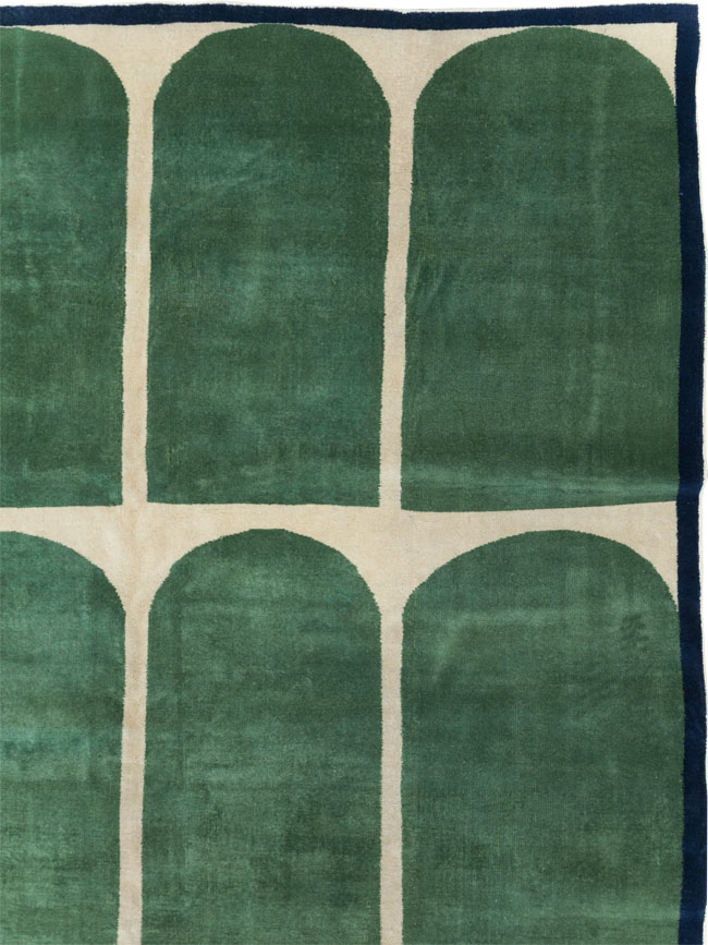 Vintage Turkish Anatolian Art Deco Style Square Room Size Carpet, No.28193 - Gsblank