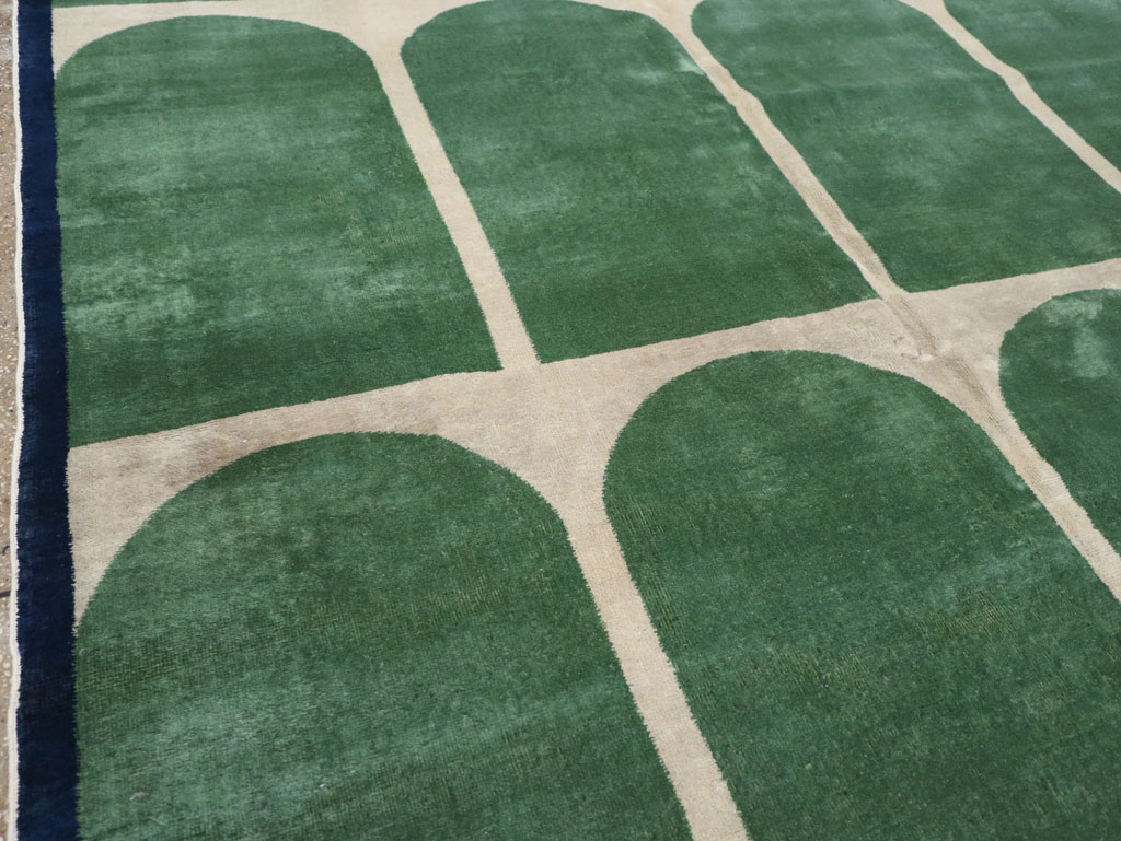 Vintage Turkish Anatolian Art Deco Style Square Room Size Carpet, No.28193 - Gsblank