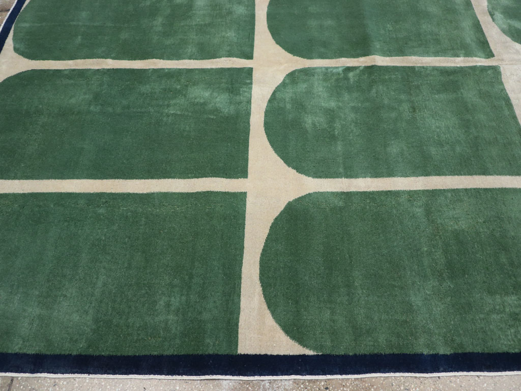 Vintage Turkish Anatolian Art Deco Style Square Room Size Carpet, No.28193 - Gsblank