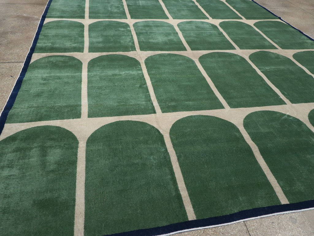 Vintage Turkish Anatolian Art Deco Style Square Room Size Carpet, No.28193 - Gsblank